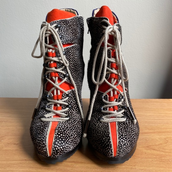 PIERRE HARDY Pony Hair Lace Up Wedge Ankle Boot Size 39 - Picture 9 of 16